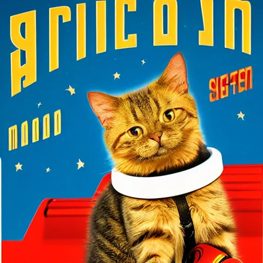 Prompt: a retro movie poster for a sci - fi film about cats in space 8 k