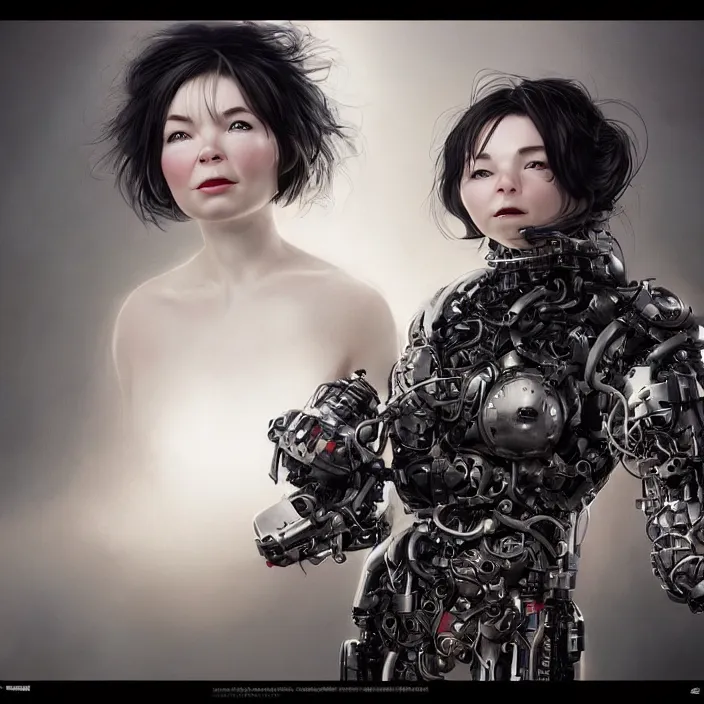 Image similar to hyper - realistic bjork leather cyborg - by tom bagshaw, by ilya kuvshinov, rtx rendering, octane render 1 2 8 k, maya, extreme high intricate details by wlop, digital anime art by ross tran, medium shot, close up shot, composition by sana takeda, dramatic lighting by greg rutkowski, 8 k, trending on artstation