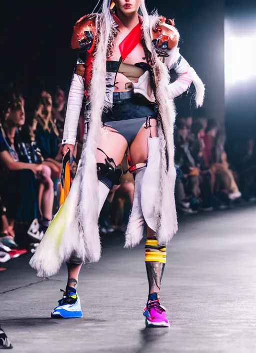 Image similar to hyperrealistic and heavy detailed adidas runway show of movie the fifth element leeloo dallas, leica sl 2 5 0 mm, vivid color, high quality, high textured, real life