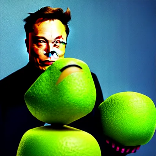 Image similar to elon musk as a melon, hyperrealistic, claymation, volumetric lighting, 3 5 mm film still, concept art