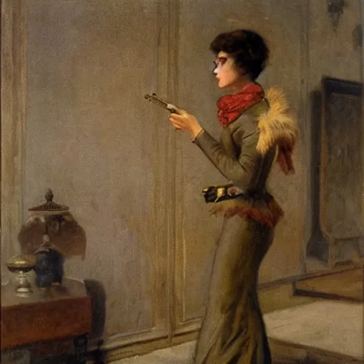 Image similar to action heroine spy by alfred stevens