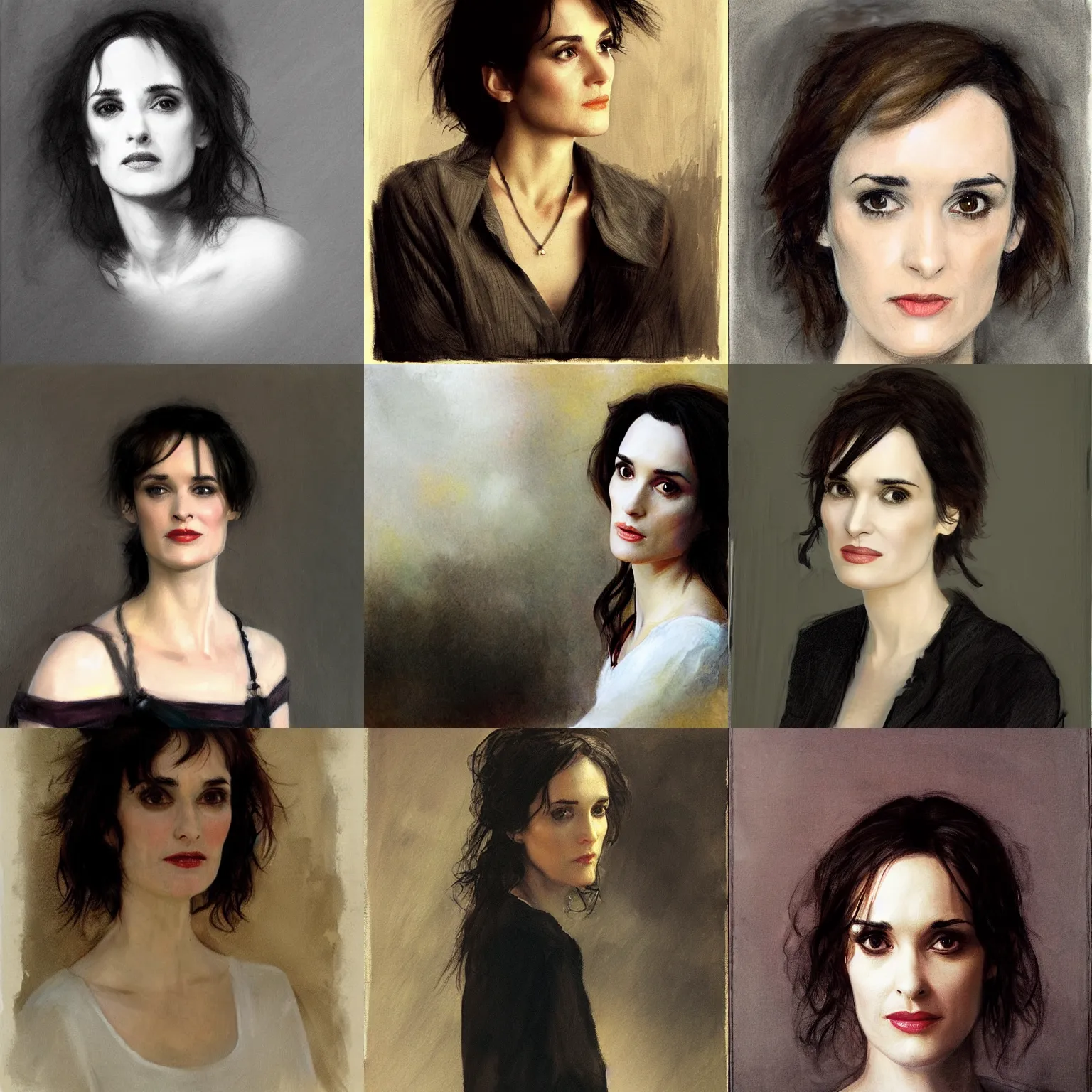 Prompt: winona ryder in the style of anders zorn