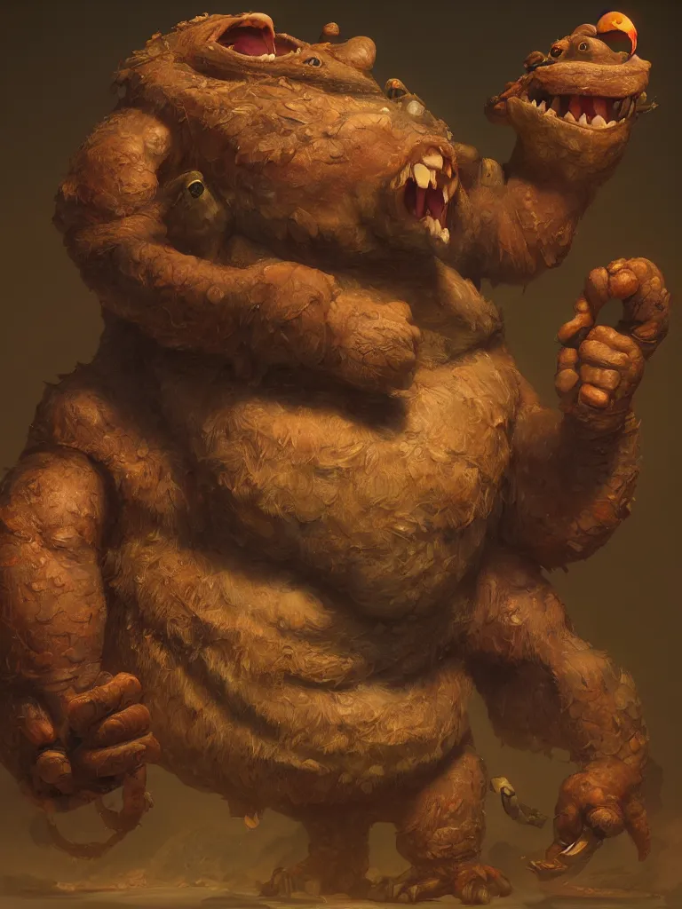 Image similar to an illustration masterpiece design of a chunky creature, by justin gerard, octane render, 8 k, beautifully lit