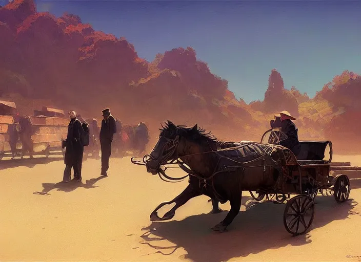 Image similar to oligarch riding an open wagon pulled by crowd of poor people Mandelbrot fractal by Craig Mullins, ilya kuvshinov, krenz cushart, artgerm trending on artstation by Edward Hopper and Dan Mumford and WLOP and Rutkovsky, Unreal Engine 5, Lumen, Nanite