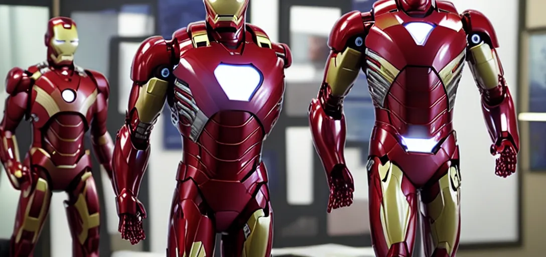 Image similar to a very high resolution image of ironman in an episode of the office. photorealistic, photography