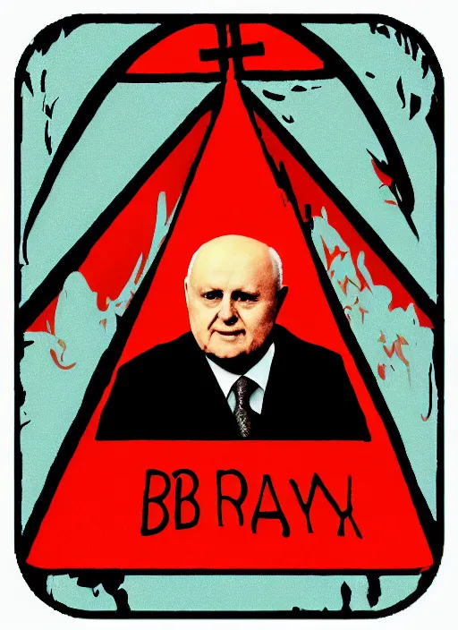 Image similar to comrade gorbachev in hell, infernal icon with halo, color art in church style 4 k