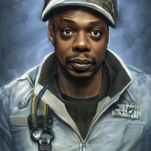 Image similar to Dave Chappelle as a navy SEAL, high resolution fantasy concept art, intricate details, soft lighting