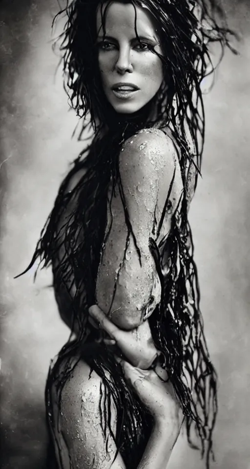 Image similar to wet plate photograph, a beautiful portrait of Kate Beckinsale