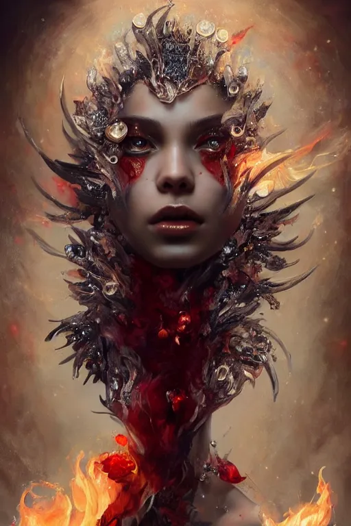 Prompt: beautiful model face covered with blood diamonds wearing fire velvet drowning in water, diamonds, angel, fantasy, dramatic lighting, highly detailed, digital painting, magic the gathering, hyper detailed, 3 d render, hyper realistic detailed portrait, peter mohrbacher, wlop, ruan jia