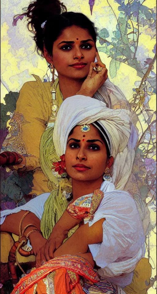 Image similar to close up a beautiful Indian doctor in Texas, sun shining, photo realistic illustration by greg rutkowski, thomas kindkade, alphonse mucha, loish, norman rockwell.