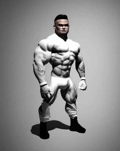 Prompt: full body 3d render of Jeremy Buendia as a funko pop, studio lighting, white background, blender, trending on artstation, 8k, highly detailed