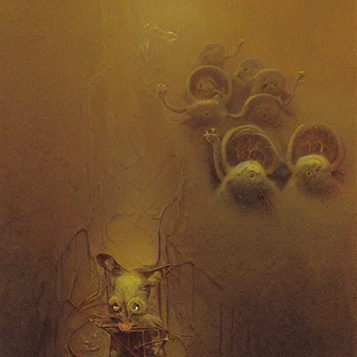 Image similar to the hell of rats, beksinski, scary, dramatic lighting, creepy, very detailed nightmare