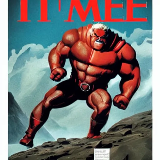 Prompt: Time Magazine cover of Colossus from Xmen