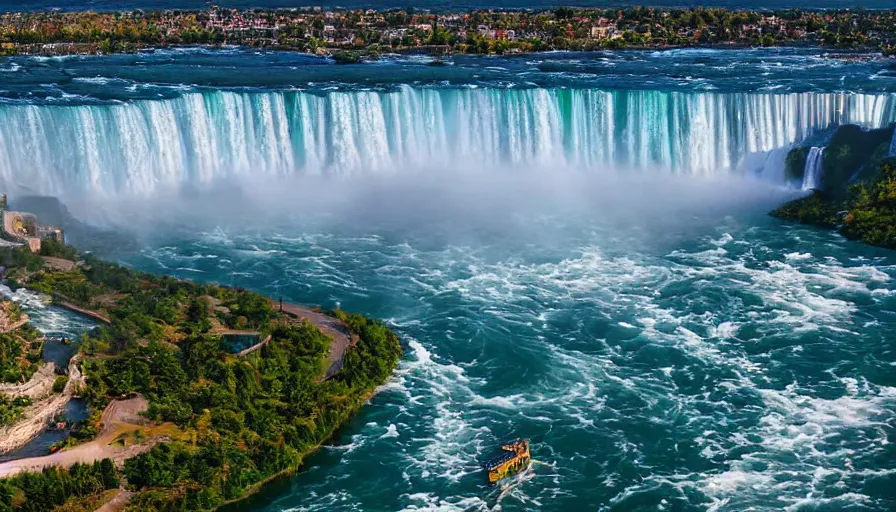 Image similar to beautiful illustration of niagara falls, colorful, unreal engine, hyper realism, realistic shading, cinematic composition, realistic render, octane render, detailed textures, photorealistic, wide shot