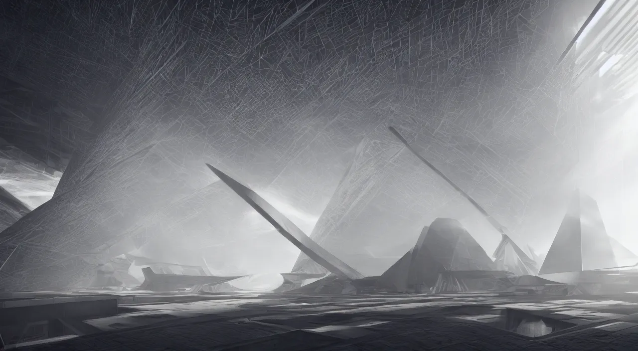 Prompt: ancient megastructure pyramid, tectonic parametrics by syd mead, photorealistic, zaha hadid, god rays, volumetric lighting, detailed, extremely intricate, raytrace, octane, light fog, neon, bladerunner