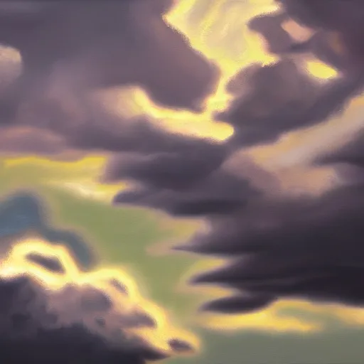 Image similar to clouds, oil painting, cinematic lighting