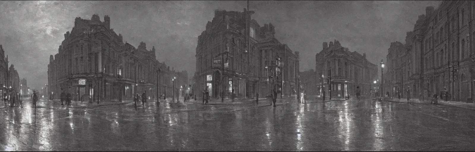 Prompt: London street september 6th, 1875, at night time, wideshot, cinematic