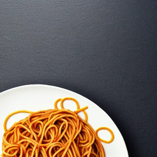 Image similar to an ouroboros atop a plate of spaghetti