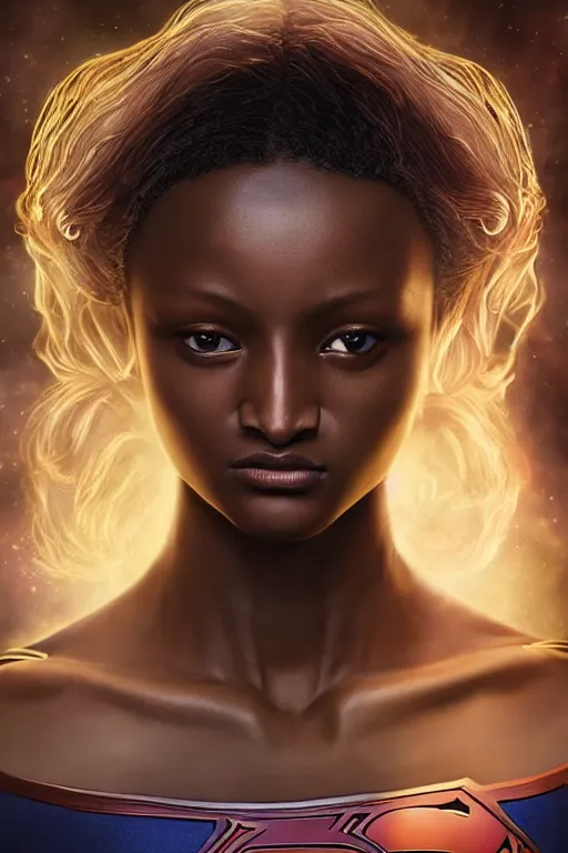 Image similar to majestic and regal portrait of jodie turner - smith female supergirl, dc universe, perfect face, beautiful, intricate, epic, elegant, fantasy, highly detailed, digital painting, hard focus, beautiful volumetric lighting, epic light, ultra detailed, by leesha hannigan, ross tran, thierry doizon, kai carpenter, ignacio fernandez rios