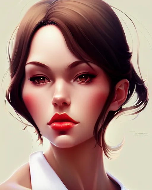 Image similar to andrea ivanova, full lips, by wlop and ilya kuvshinov and artgerm,, gorgeous, stunning, alluring, artstation, deviantart, digital art