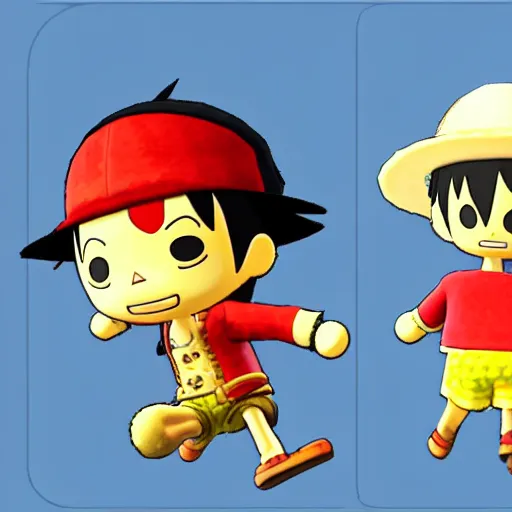 Image similar to Luffy from One Piece as an Animal Crossing character