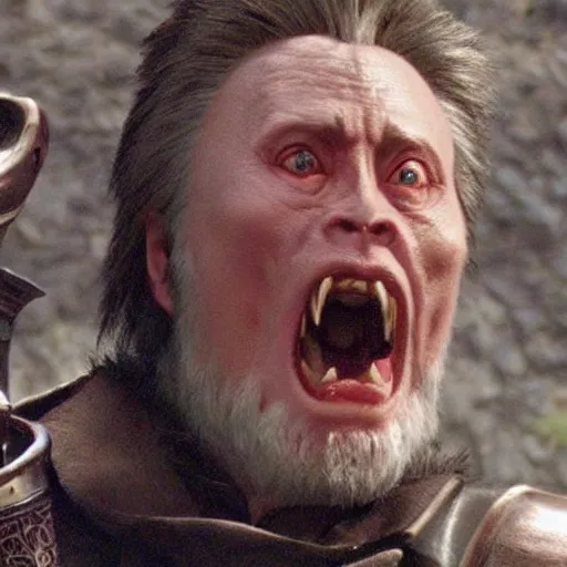 Image similar to How to be a Half-Orc Bard in D&D, by Christopher Walken.