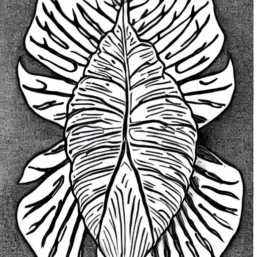 Image similar to a botanical drawing of a monstera leaf tattoed, intricate details, ornamental, elegant, symmetrical!! symmetrical - tatoo!!