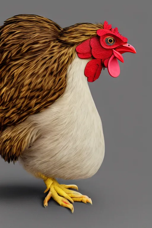 Prompt: a chicken wearing a formal overcoat, hyperrealistic, concept art, octane render, unreal engine 5, trending on artstation, high quality, highly detailed, 8 k, soft lighting, path traced, high coherence, digital art, beautiful, elegant clothes, trending on deviantart, masterpiece