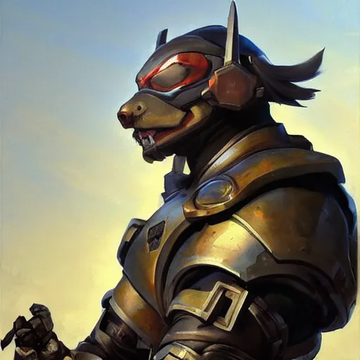 Image similar to greg manchess portrait painting of armored master splinter as overwatch character, medium shot, asymmetrical, profile picture, organic painting, sunny day, matte painting, bold shapes, hard edges, street art, trending on artstation, by huang guangjian and gil elvgren and sachin teng