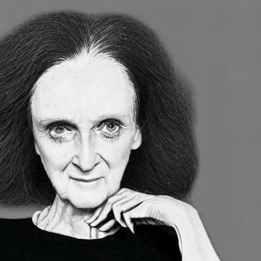 Image similar to pencil illustration of Grace coddington highly detailed, cinematic,