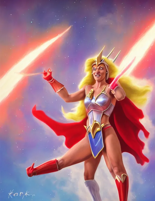 Image similar to ultra - realistic dream illustration, kay parker as she - ra, science fiction, fantasy, trending on artstation, digital art, 4 k resolution, detail, high quality, clear focus, clear, insane detail, concept art