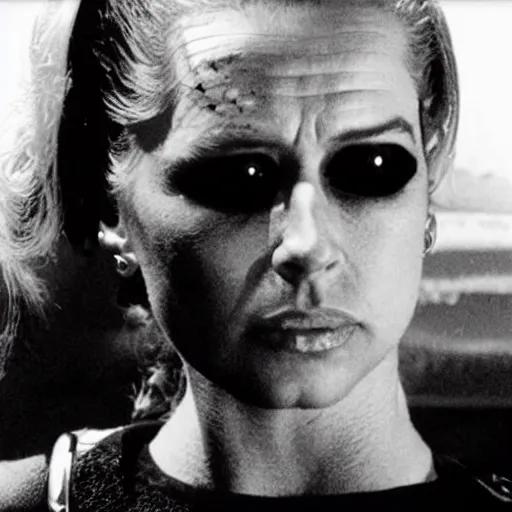 Image similar to the queen as the terminator, movie still