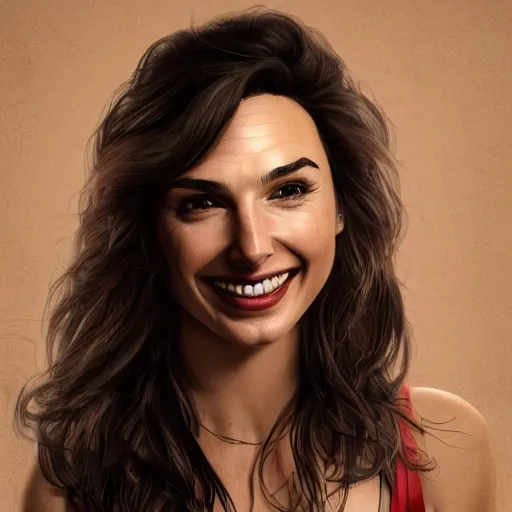 Prompt: Italian Gal Gadot smiling, realistic, photo studio, HDR, 8k, trending on artstation