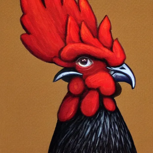 Prompt: portrait of a rooster that has human ears