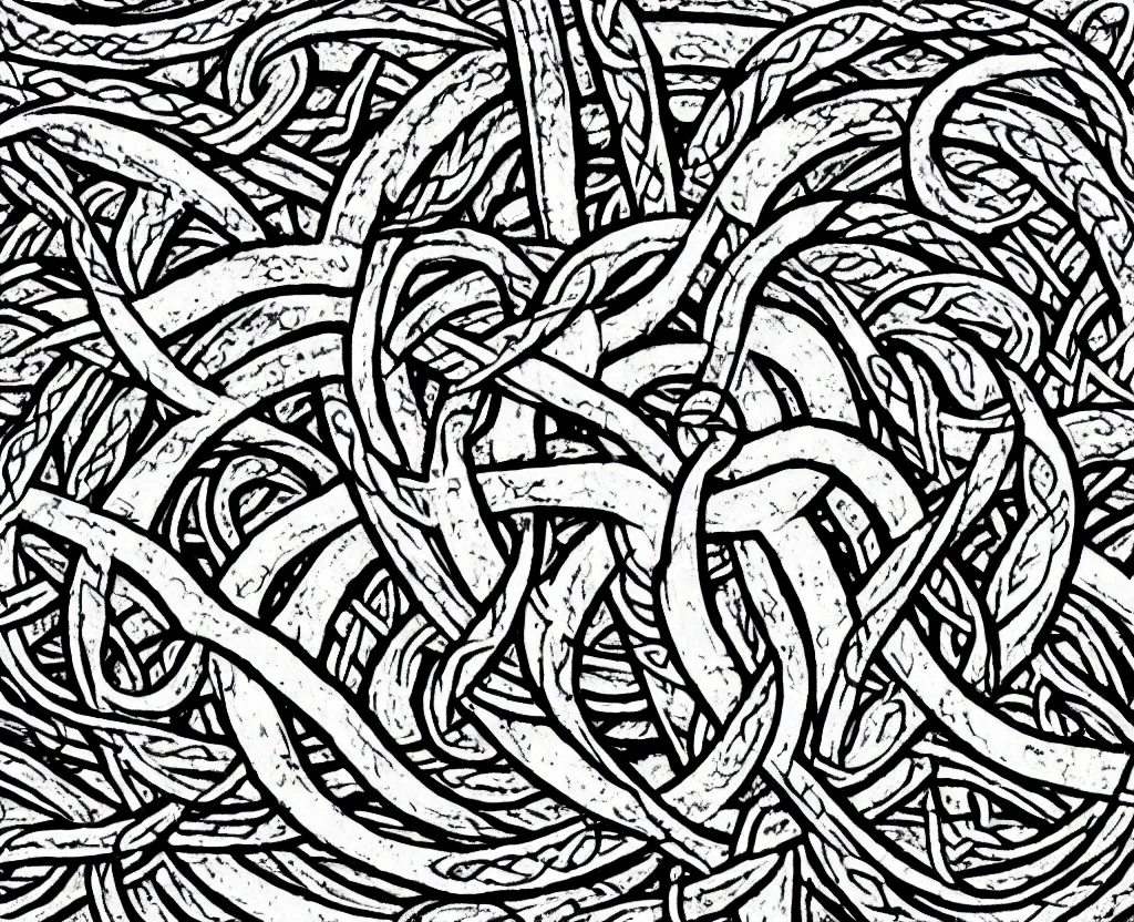 Image similar to a diagram of a celtic knot made of snakes