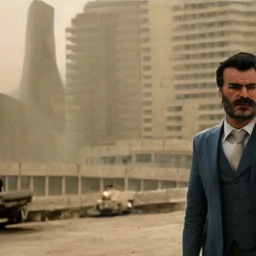 Image similar to kurdish capitalist wearing a suit, dressed smart, in a movie directed by christopher nolan, movie still frame, promotional image, imax 7 0 mm footage