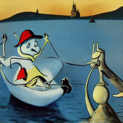 Image similar to the moomins, dali painting, very detailed!, high quality, 4 k