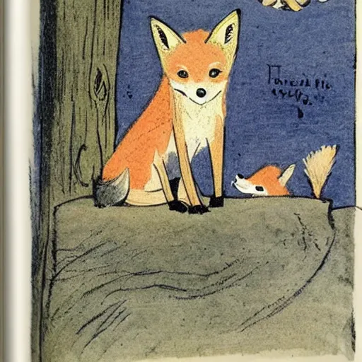 Image similar to story about a cute fox illustrated by Edward Ardizzone