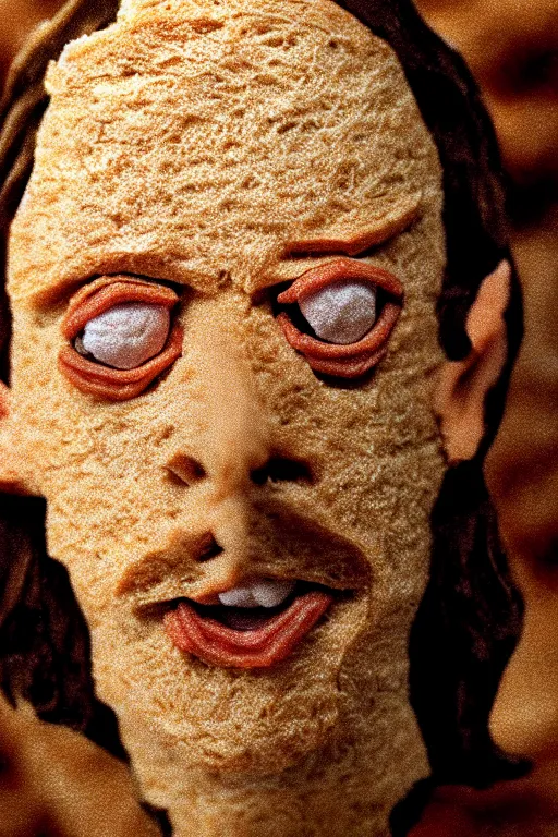 Image similar to film still of steve buscemi made out of bread in lord of the rings, 4 k