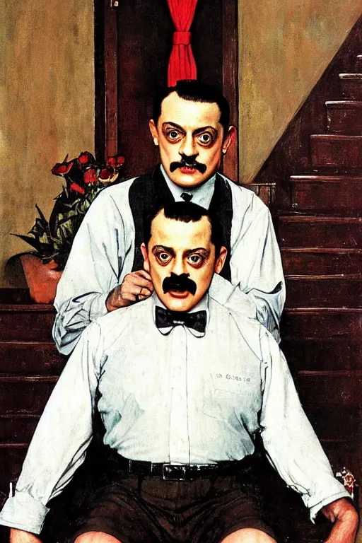 Image similar to gomez addams from the addams family painted by norman rockwell