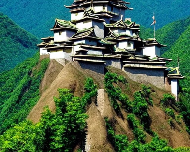 Image similar to Mountaintop castle made of bamboo