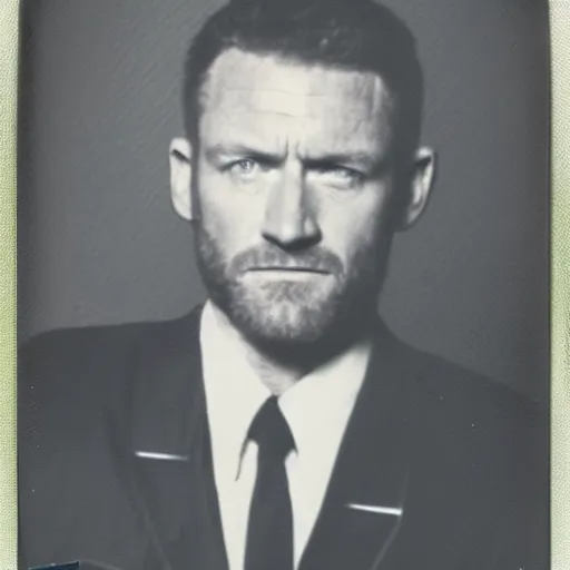 Prompt: Polaroid image of Max Martini as cop