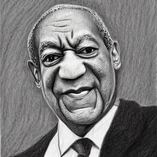 Prompt: a poorly drawn pencil portrait of bill cosby