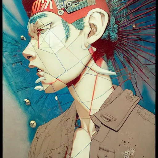 Image similar to prompt : soviet punk portrait soft light painted by james jean and katsuhiro otomo and erik jones, inspired by akira anime, smooth face feature, intricate oil painting, high detail illustration, sharp high detail, manga and anime 1 9 9 9