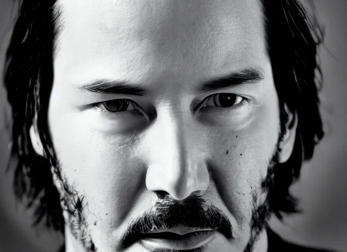 Image similar to a portrait of keanu reeves, photography, portrait, natural lighting, by salvador dali