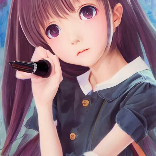 Image similar to dynamic composition, motion, ultra-detailed, incredibly detailed, a lot of details, amazing fine details and brush strokes, gentle palette, smooth, HD semirealistic anime CG concept art digital painting, watercolor oil painting of a young J-Pop idol schoolgirl, by a Japanese artist at ArtStation. Realistic artwork of a Japanese videogame, soft and harmonic colors.