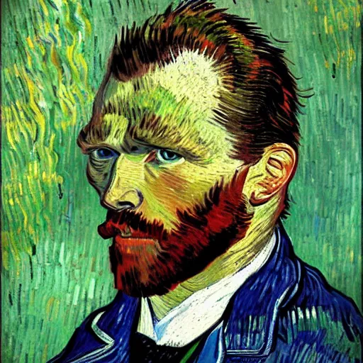 Prompt: grand theft auto ( gta ) vincent van gogh style self - portrait, popular on artstation