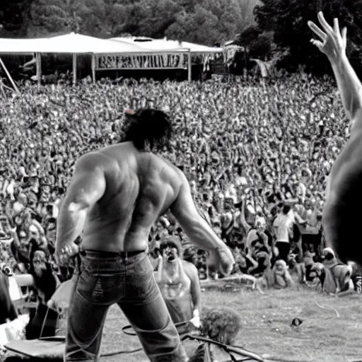 Image similar to hulk performing at woodstock