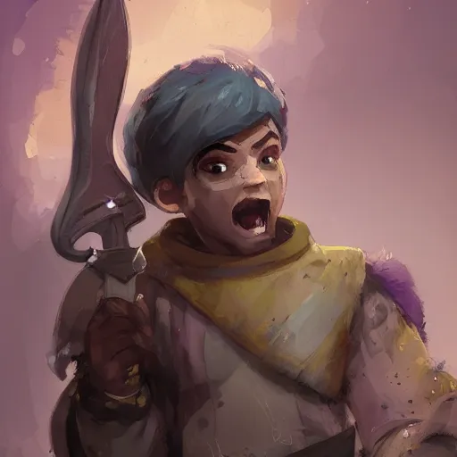 duergar male child character portrait with pale purple | Stable Diffusion