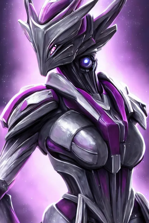 Prompt: cinematic bust shot, elegant beautiful stunning giant robot mecha hot female goddess dragon, sharp spines, sharp metal ears, smooth purple eyes, smooth fuschia skin, elegant smooth silver armor, nebula size, in space, epic proportions, epic scale, warframe fanart, macro giantess, furry art, dragon art, goddess art, giantess art, furaffinity, octane